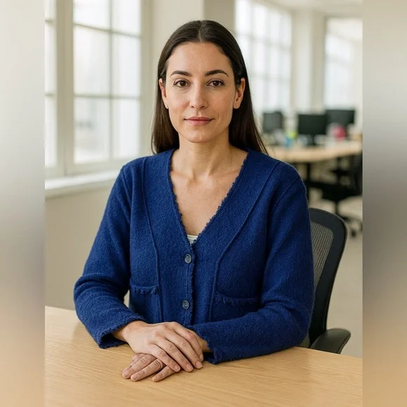 Joie Raw Edge Navy Blue Vneck Cardigan Sweater. Large. Button front. Pockets. - Picture 7 of 7